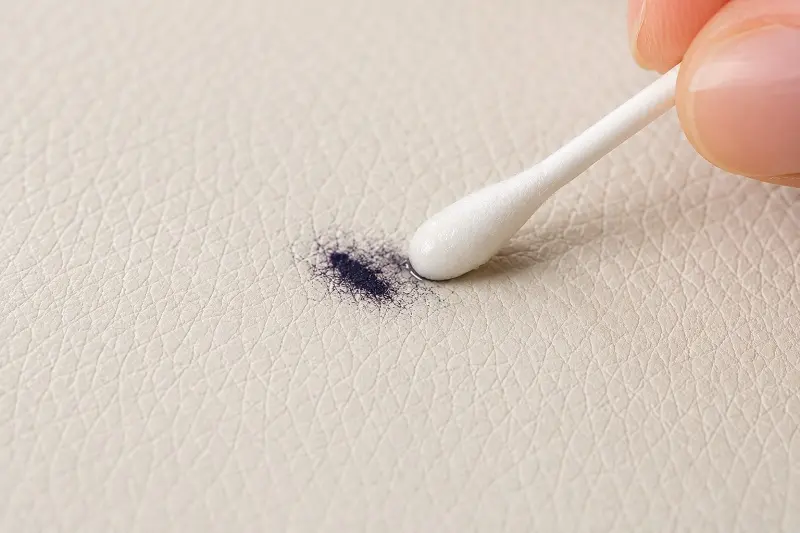 Cotton Bud Cleaning Ink Stain On Leather