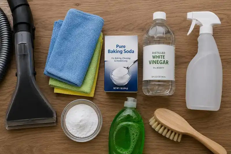 Essential fabric sofa cleaning supplies for home cleaning