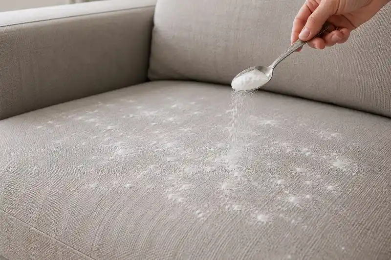 Using baking soda to deodorize a fabric sofa