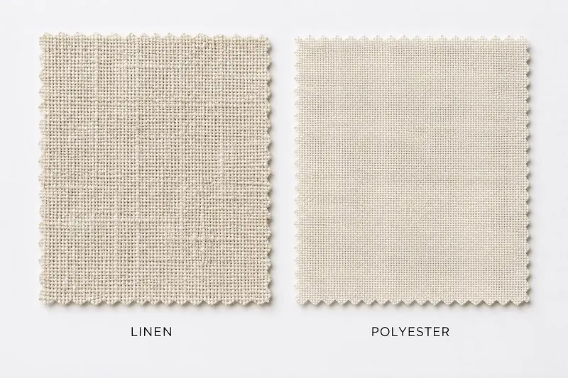 natural linen fabric vs synthetic polyester upholstery fabric comparison