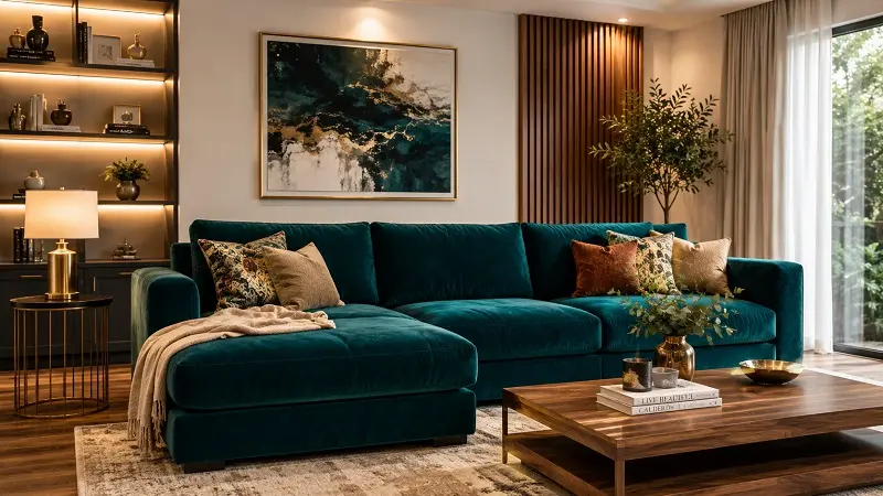 upholstery fabric on a modern sofa in a living room UAE